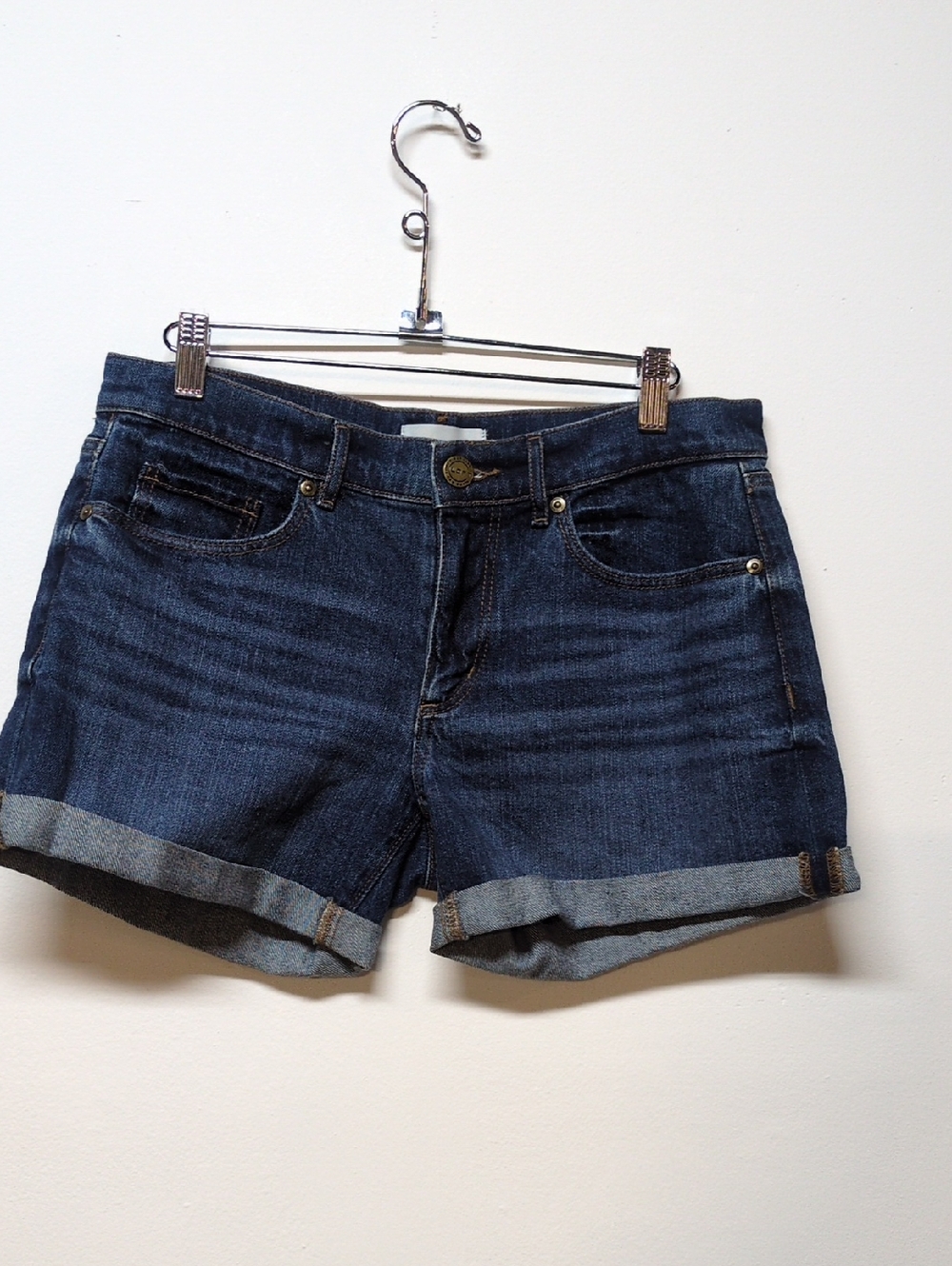LOFT Womens Dark‎ Wash Cuffed Denim Shorts Size 2 26 New With Tags